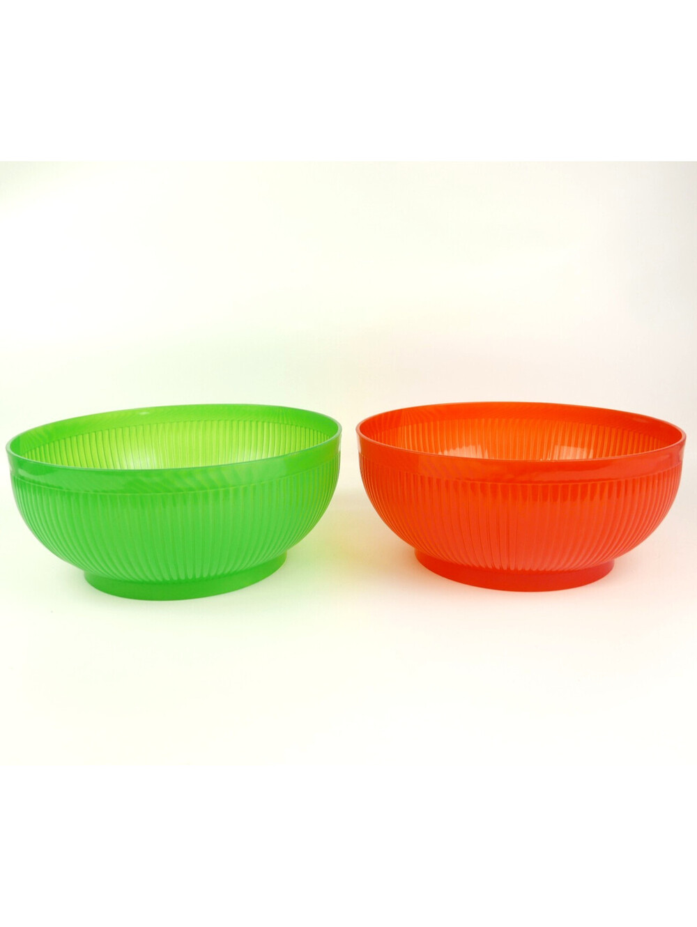 Vintage ELA Italy Plastic Ribbed Serving Bowls Set of 2 Green Orange Mid Century